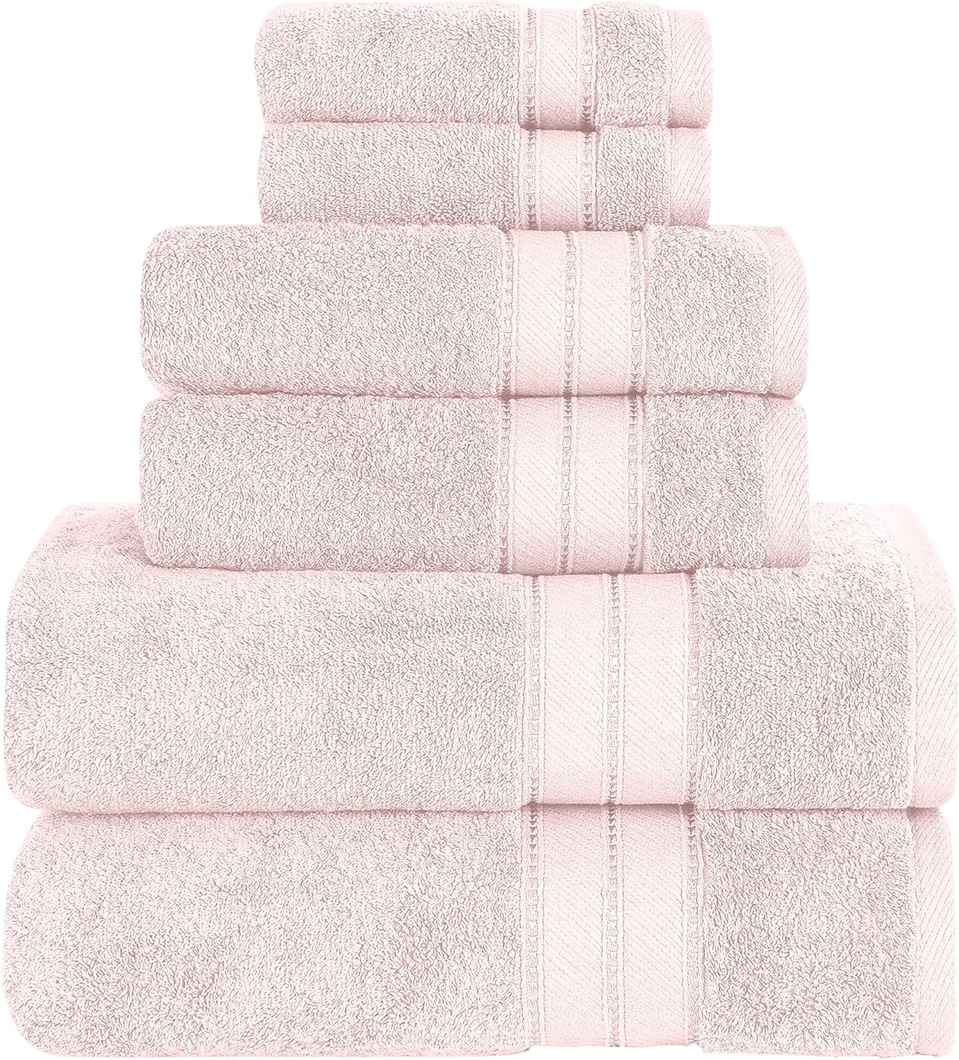 6-Piece 100% Set 600 Modern Threads - Spun Loft Combed Cotton Towel - Bath Towels, Hand Towels, & Washcloths - Super