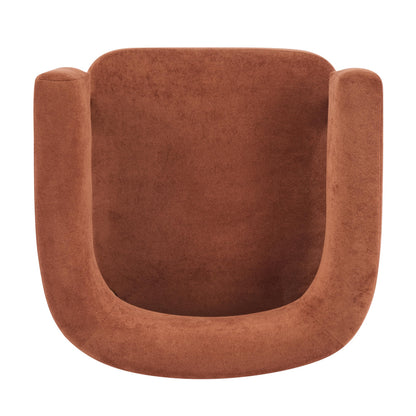 Christopher Knight Home Carly Low Profile Accent Chair, Boucle Upholstered Barrel Chair, Comfy Reading Chair for Bedroom, Wooden Single Lounge Sofa, Burnt Orange