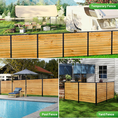 3 Panels No Dig Wooden Privacy Fence Screen, 42" H X 40" W Outdoor Air Conditioner Fences, Hide Trash Bins Or Ac Units, Decorative Garden, Patio, Backyard Fence -Temporary Fencing
