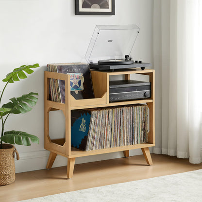 Crosley Furniture Asheville Mid-Century Modern Record Player Stand, Storage for Vinyl Records, Media Console, Natural