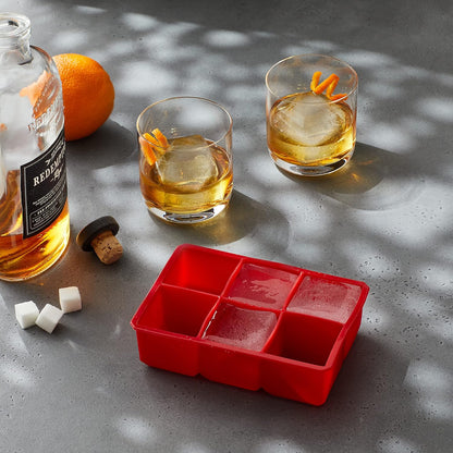 Houdini Large Cube Silicone Tray Ice Mold, 2 Pack, RED, 5257595