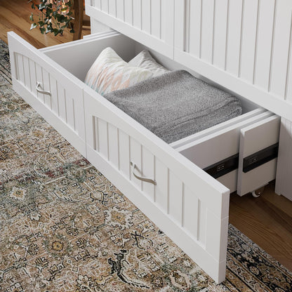 AFI, Southampton Murphy Bed Chest Full with 6" Mattress, Built-in USB Charger & Storage Drawer, White
