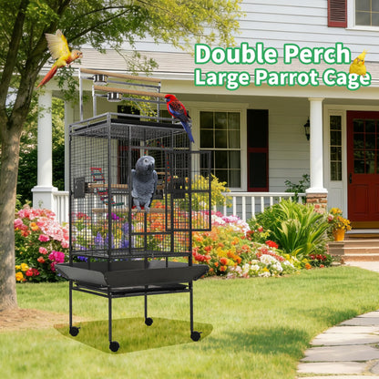 Sinopet 68.5" Extra Large Bird Cages for Parrots,Large Parrot Cages for Large Birds with playtop,Flight Bird Cages for Parakeets with Wheels,Metal cage for Birds,African Grey,Lovebird,Cockatoo,Conure
