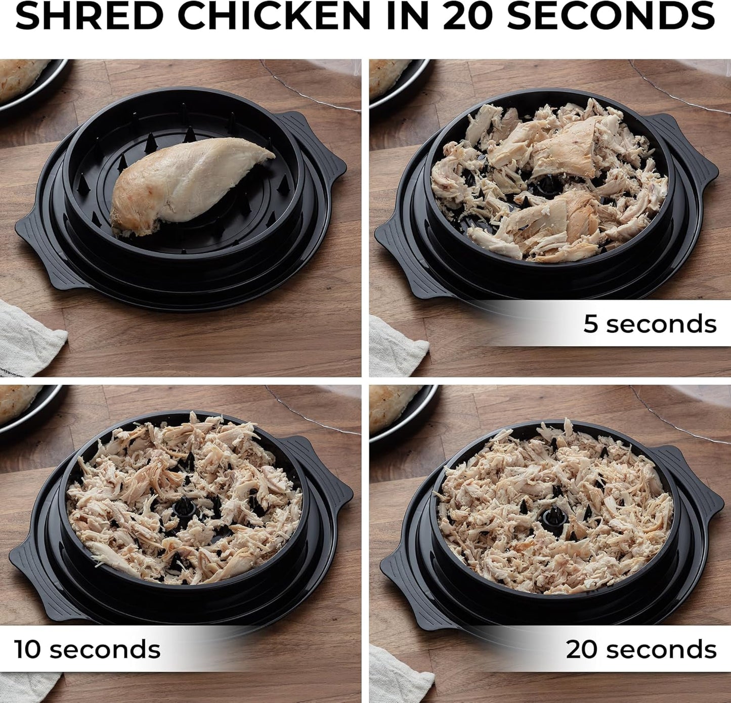 Zulay Kitchen 10.8 Inch Chicken Shredder Tool Twist Large with Anti-Slip Base - Shreds in Seconds, Easy to Use