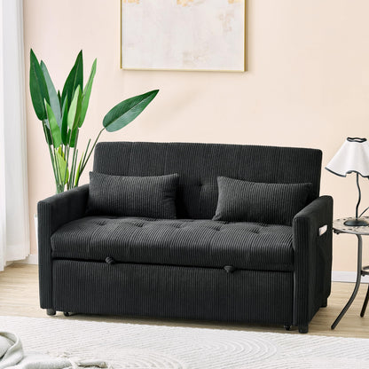 KEIKI 53" Small Sleeper Sofa Couch for Studios, Pull Out Loveseat Sofa Bed with Adjustable Backrest, USB Charging & Storage Pockets