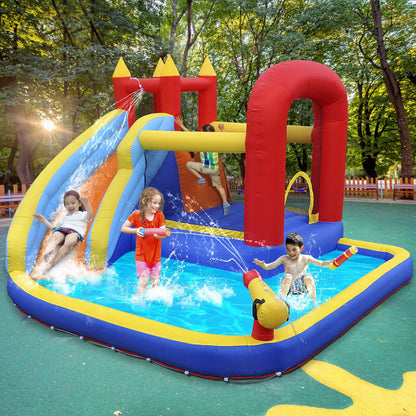 JOYLDIAS Inflatable Water Slide Bounce House,Slide Bouncer Castle Playhouse w/Splash Pool,Jump Area, Climbing Wall,Basketball Hoop,450W Air Blower for Kids Backyard Indoor Outdoor Use,Free Water Gun