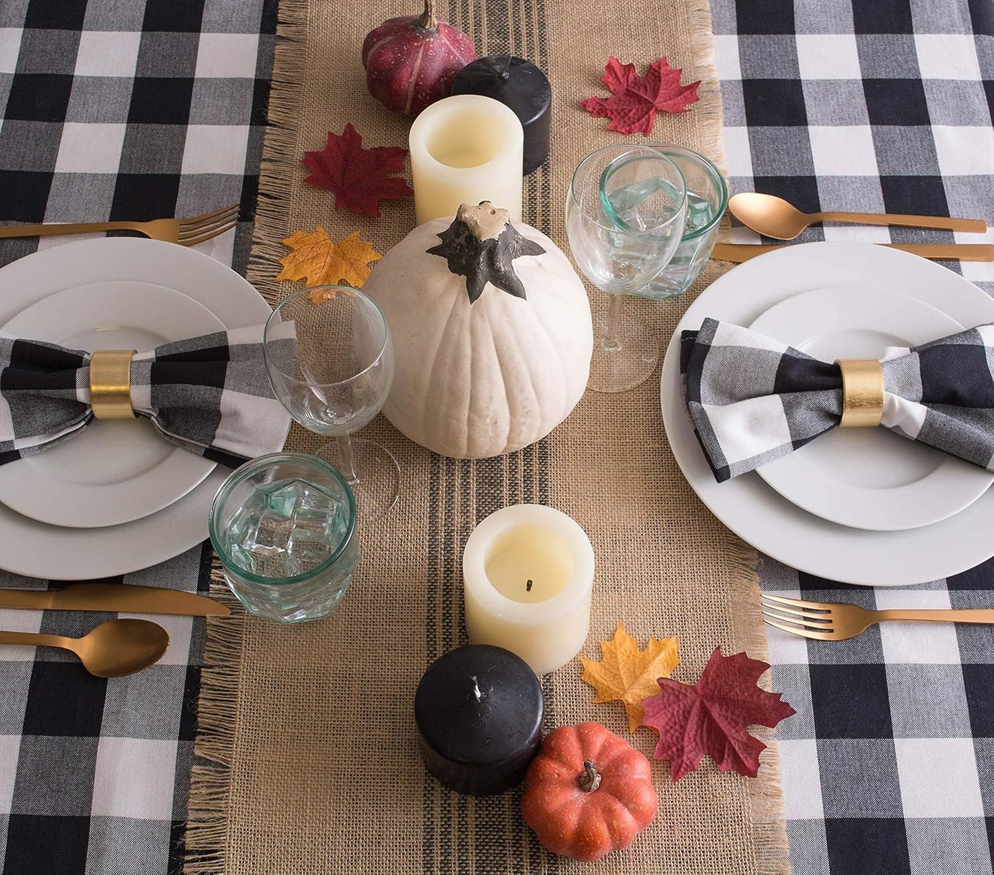 DII Jute Burlap Collection Table Runner, 14x108, Kitchen Tabletop with Middle Stripe Gray