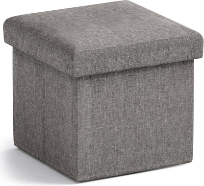 12 12 12, Ornavo Home Small Storage Ottoman Foldable Collapsible Cube Square Linen Ottoman Foot Rest Stool Seat