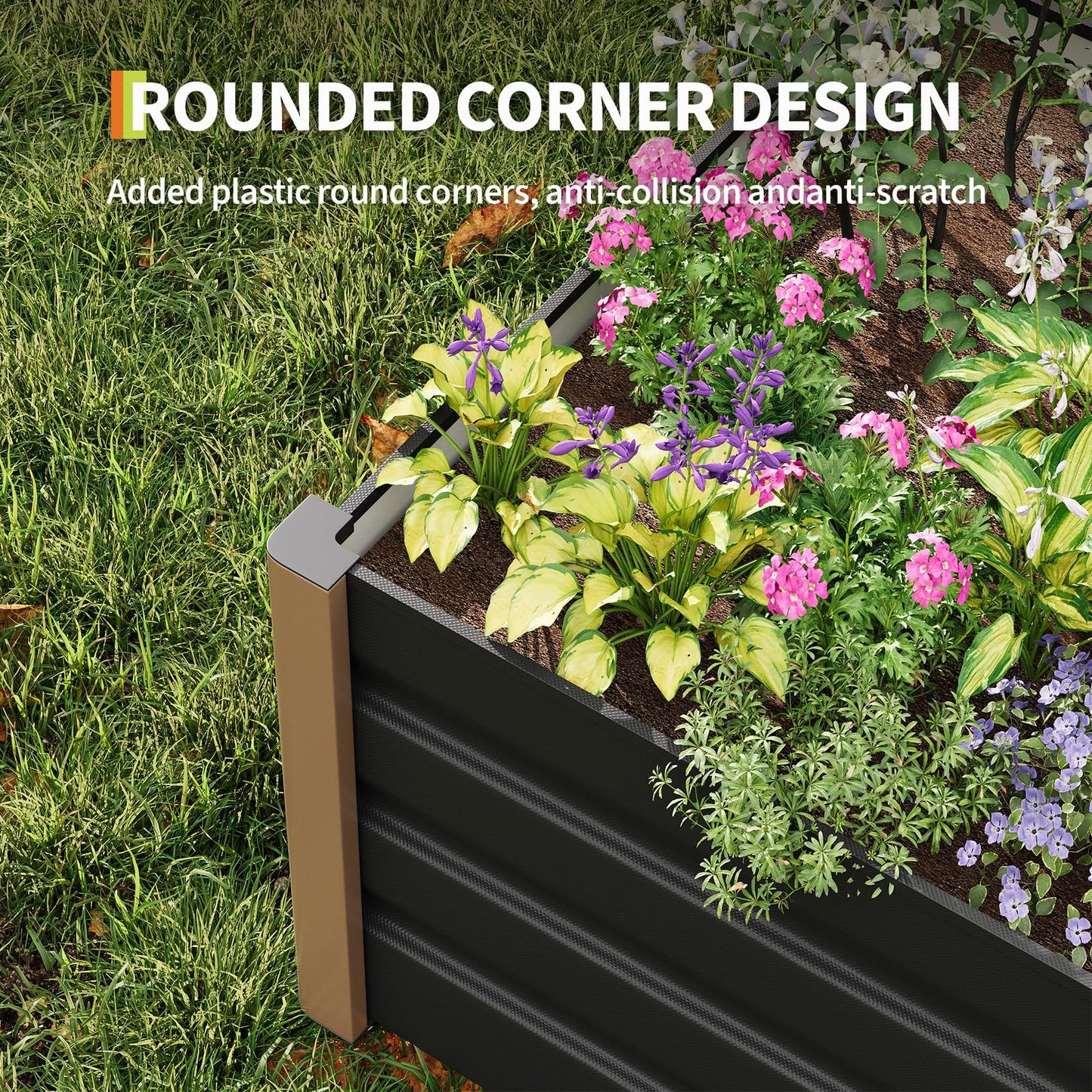 IDEALHOUSE 94 x 39 x 16 in Aluminum Raised Garden Bed, Open Bottom Planter Box Kit, Rounded Safety Corners, Protective Edge Trim, Gray