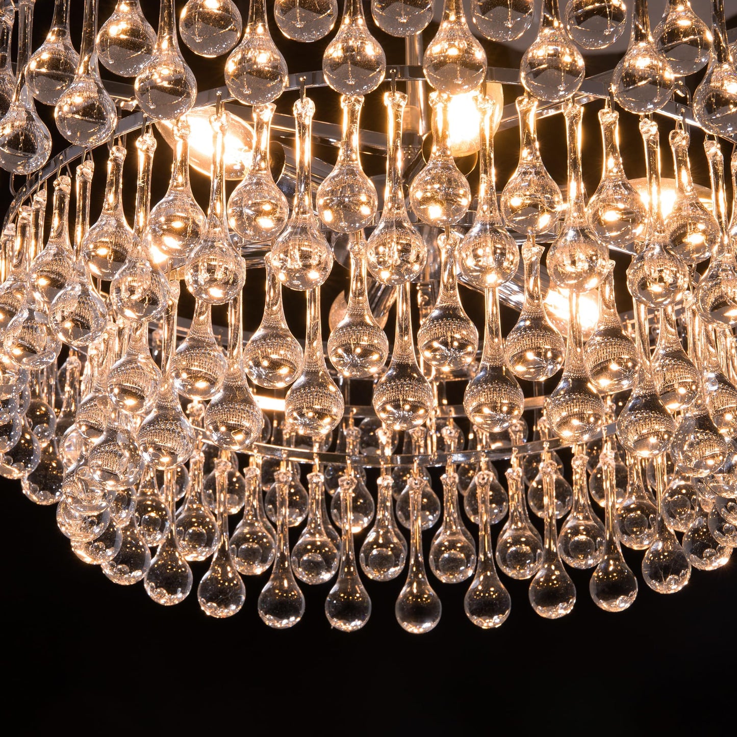 TOCHIC Modern Crystal Chandelier for Dining Room, 24 inch Gold Chandeliers Light Fixtures High Ceiling Crystal Pendant Lighting for Bedroom, Kitchen Island Light, Living Room Chandelier, 3 Tiers