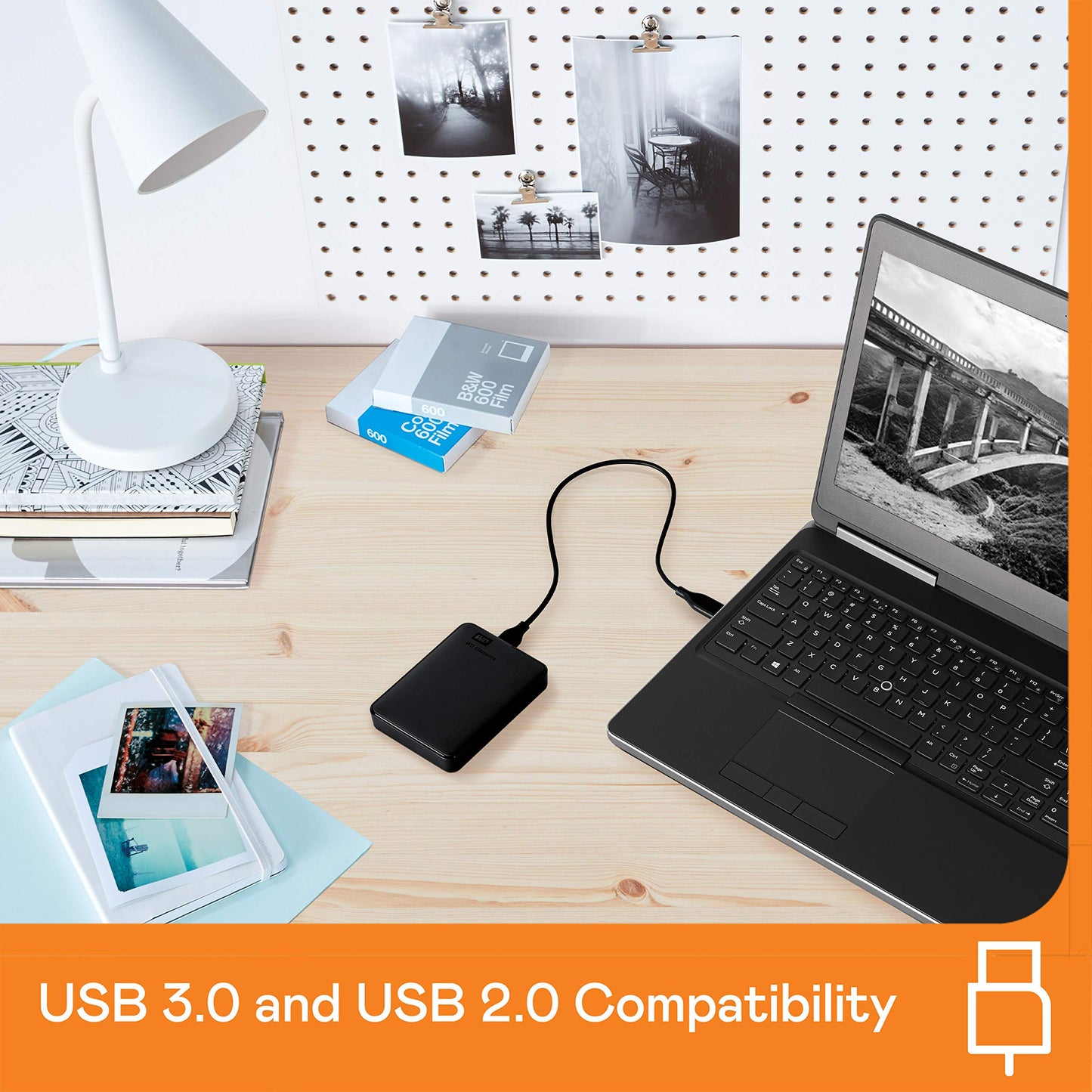WD 2TB Elements Portable External Hard Drive for Windows, USB 3.2 Gen 1/USB 3.0 for PC & Mac, Plug and Play Ready - WDBU6Y0020BBK-WESN
