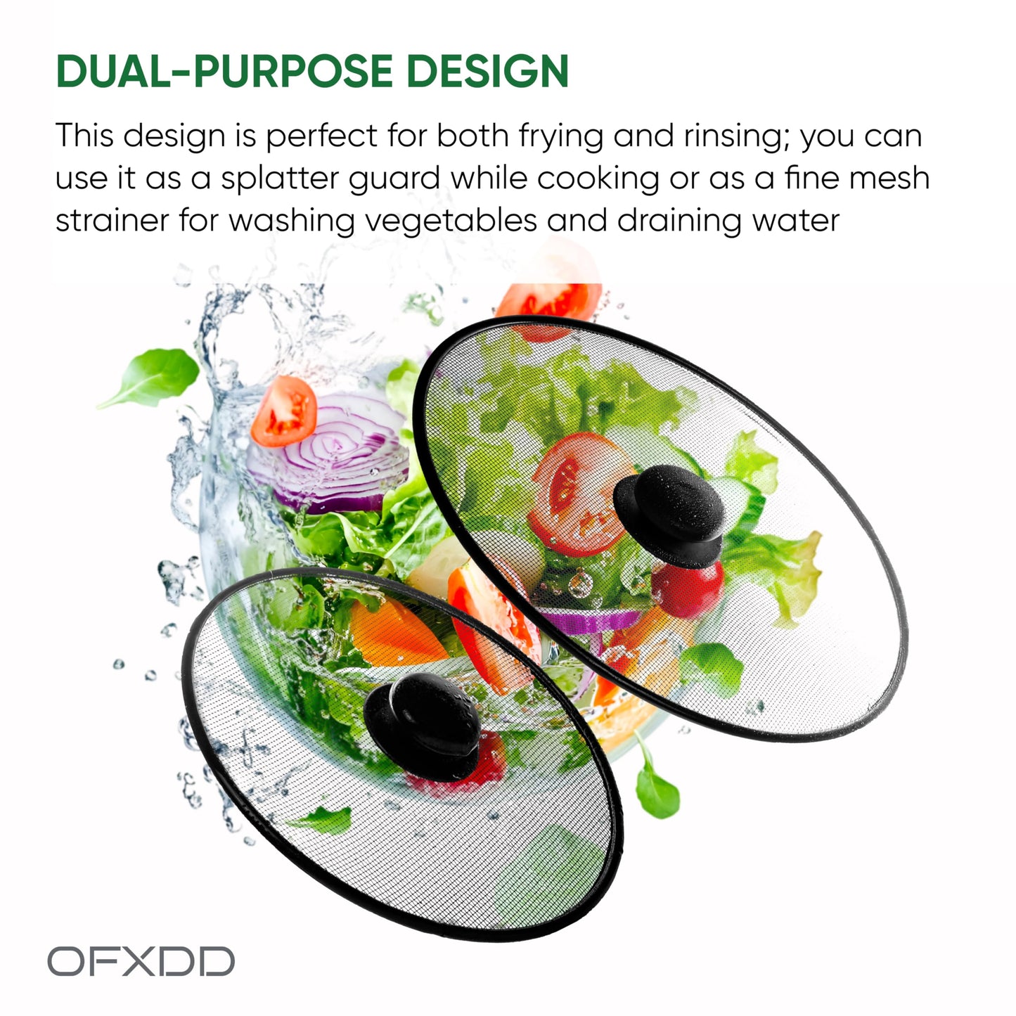 Stainless Steel Lid Splatter Screen - Set of 2: 8,2" & 10" - Frying Pan Oil Splash Guard