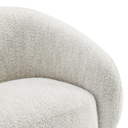Furniture of America Corra Modern Boucle 41.7-inch Swivel Chair with 360-degree Swivel Base, Sloped Curved Backrest and Armrest for Living Room, Office, Beige