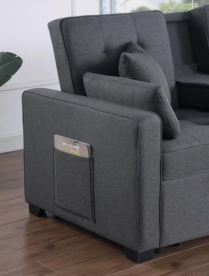 ERYE 70-Inch Loveseat Sleeper Pull Out Sleeper Couch Bed and Drop-Down Cupholders, 3 in 1 Convertible Sleeper Sofa Bed Oversized Tufted Lounge Daybed with Reclining Backrest