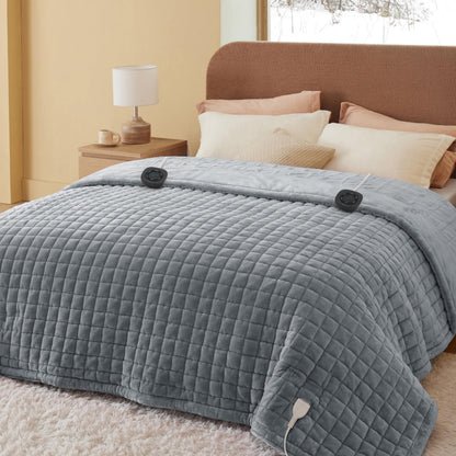 Bedsure Electric Blanket King Size - Dual Control Heated Blanket King Size, Fast Heating with 10 Time Settings & 10 Heat Settings, Warm Gift for Grandma (100x90 inches, Grey)