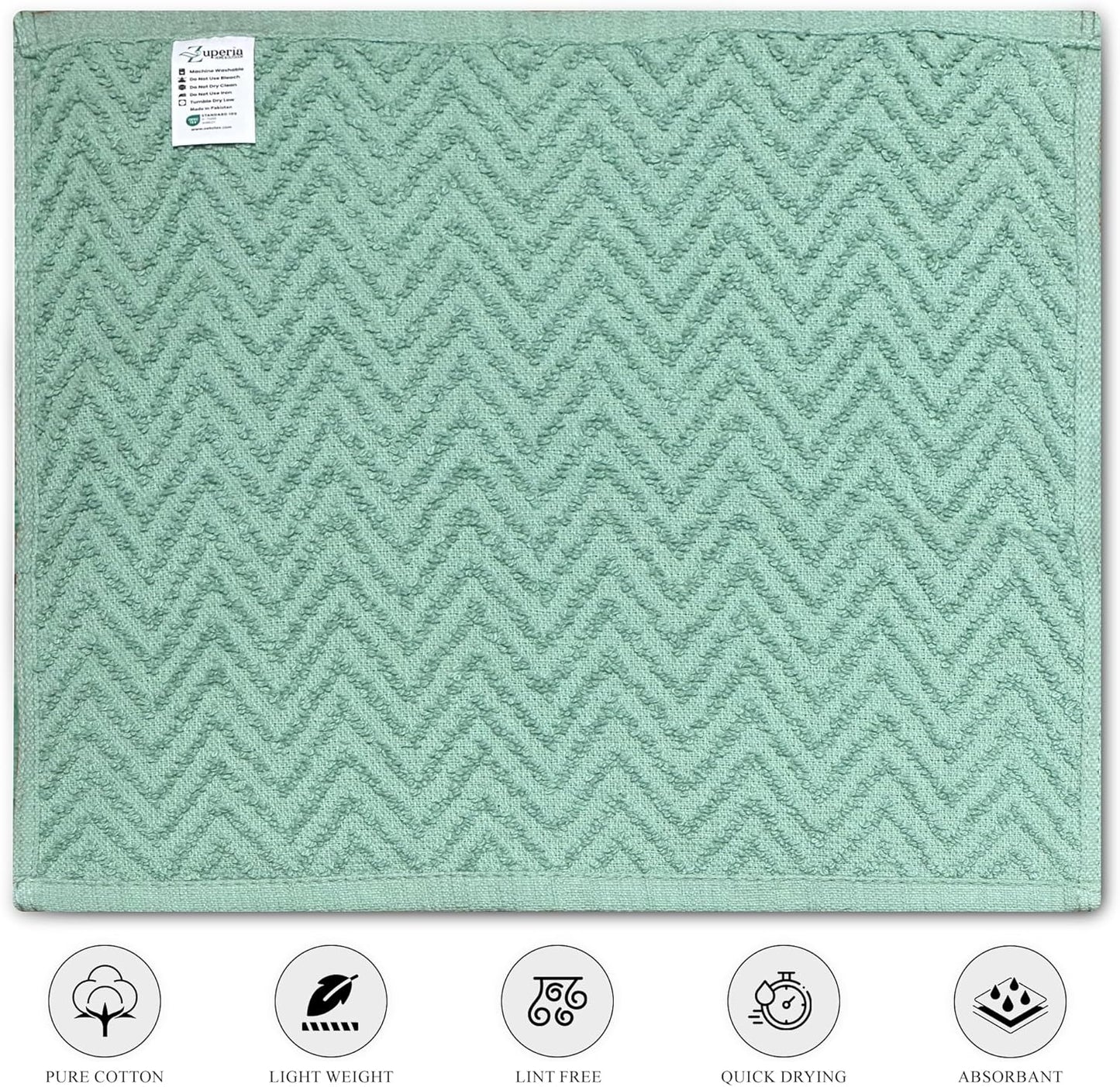 '-16 Pack -12" 12"- ZUPERIA Zigzag Multicolor Wash Cloths x Highly Absorbent Soft Washcloths for Face, Gym Towels, Hotel