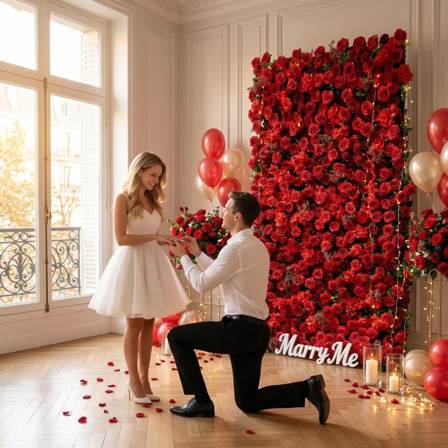 Artificial Luxury‌ Flower Wall Panels, Gorgeous 3D Silk Floral Backdrop for Wedding, Baby Show, Party and Home Decor, Quick Assembly/Storage, Both Eco ＆ Pet Friendly, 4ft*8ft
