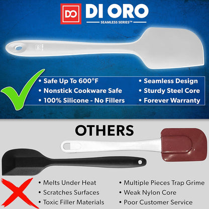DI ORO Silicone Spatula - 600°F Heat-Resistant Rubber Kitchen Utensil for Baking, Scraping, Mixing - BPA Free,