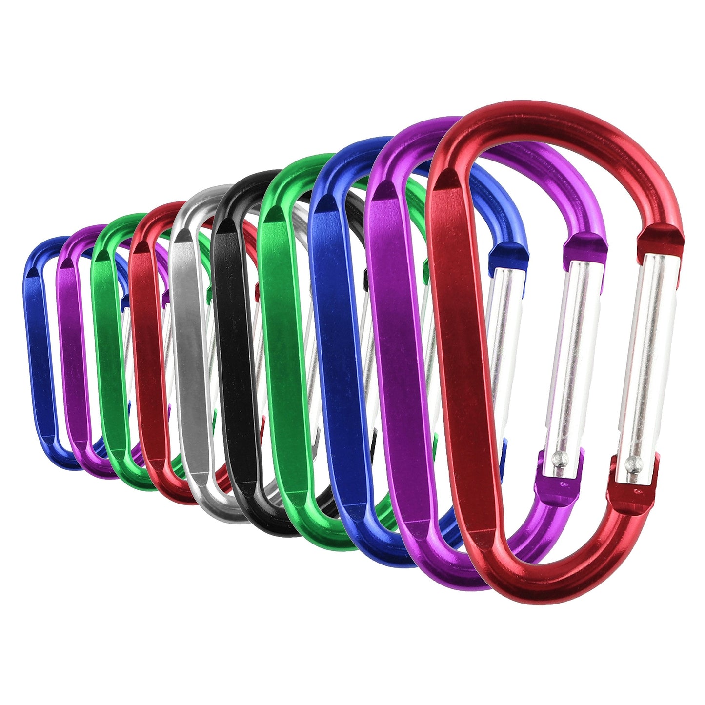 SWATOM Aluminum D-Shape Carabiner Clip 1.8/2.2/2.6/3 Inches Spring Snap Hook Keyring Carabiners for Camping Traveling Hiking Keychains Outdoor Accessories (10P/20P) (1.8 inch 10P)