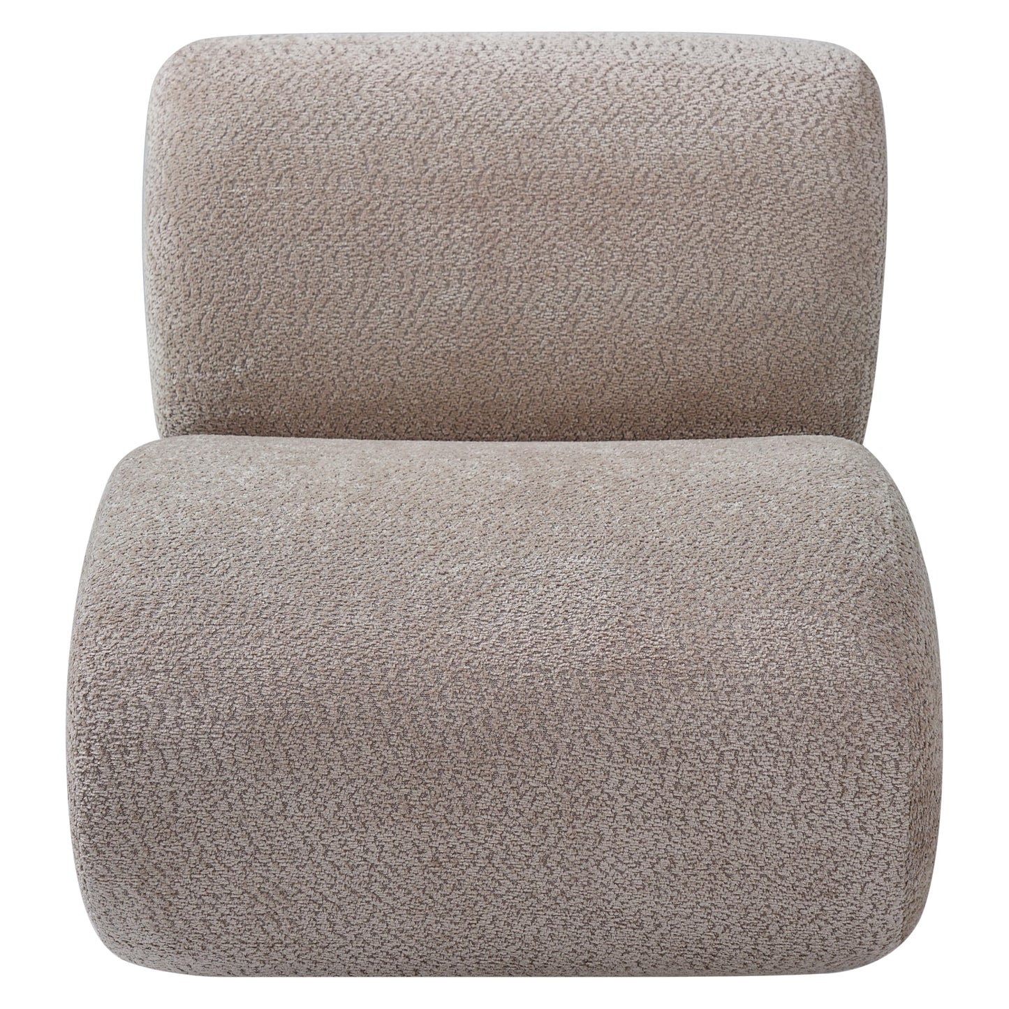 Merax 28" Modern Curved Boucle Accent Chair with Solid Wood Base, Mid-Century Armless Upholstered Slipper Lounge Chair for Living Room, Bedroom, Reading Nook, Natural + Almond