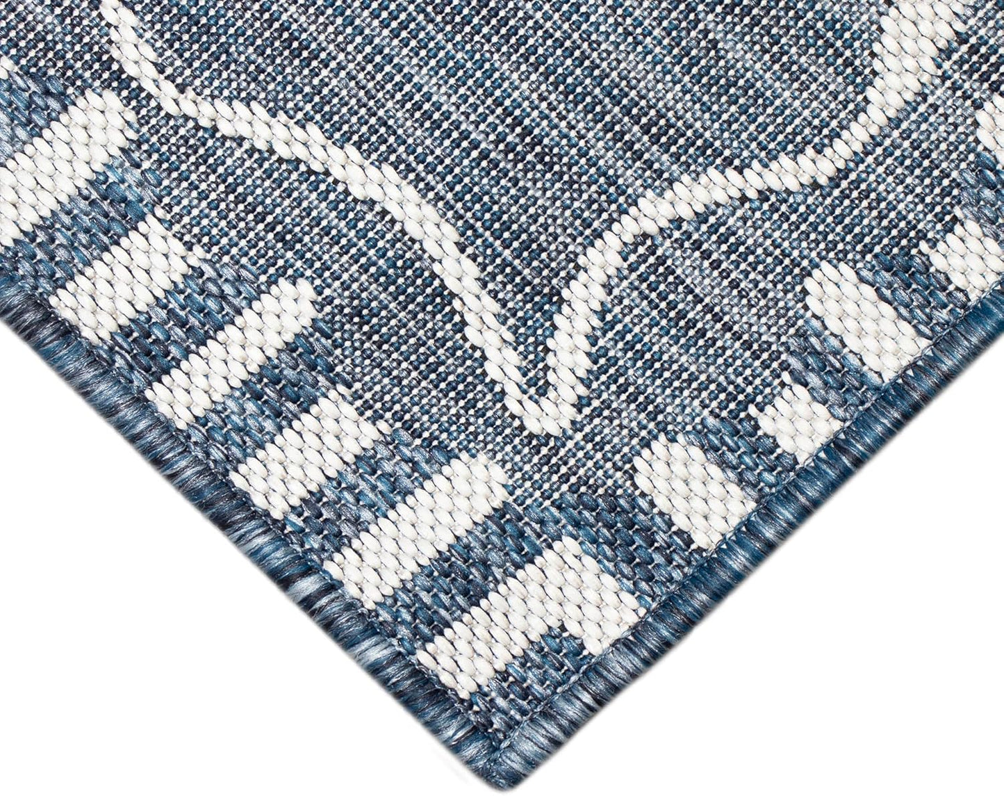 Liora Manne Carmel Low Profile Indoor/Outdoor Woven Rug, Decorative Botanical Dragonfly in Navy, 3'3" x 4'11"