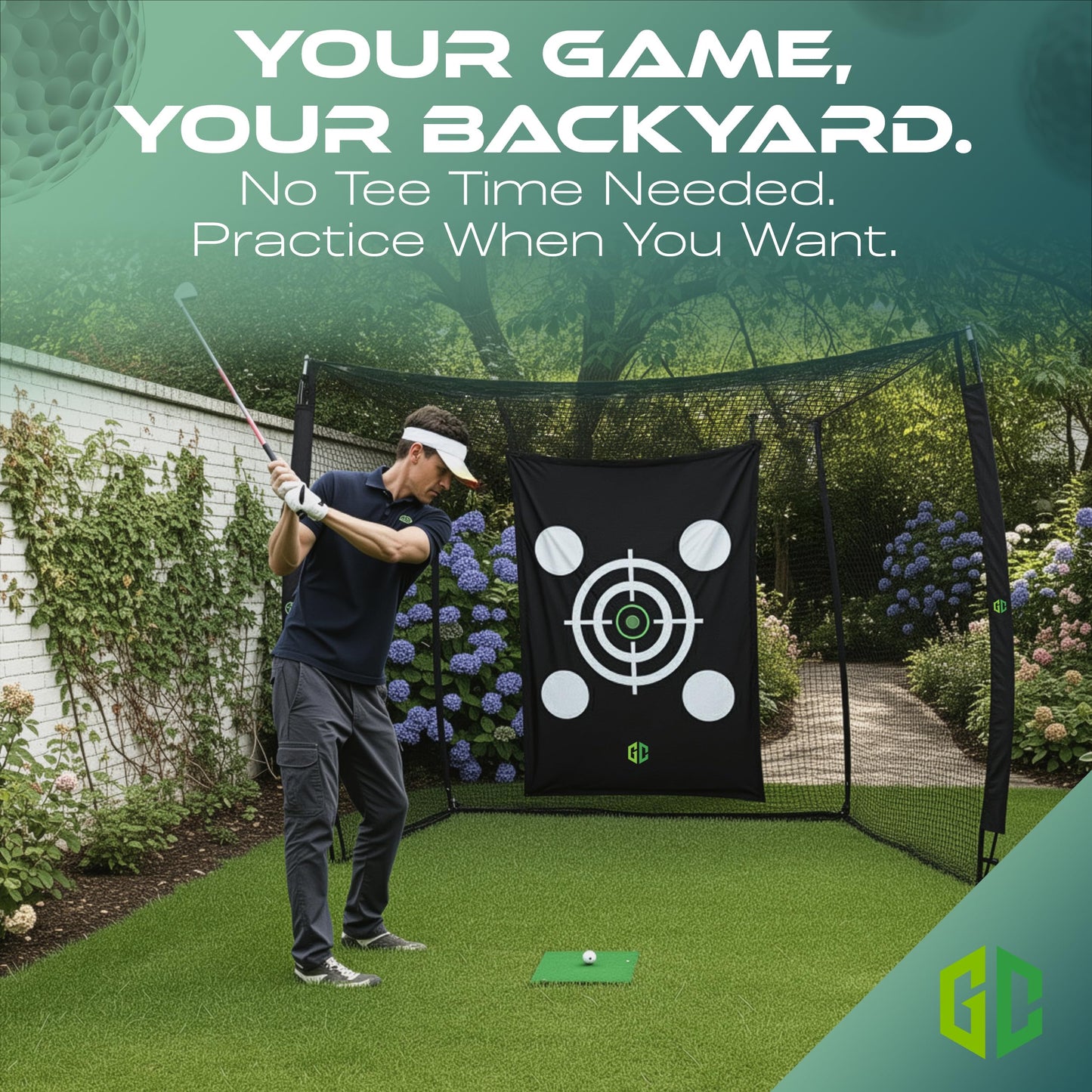 Heavy-Duty Golf Hitting Net 10x8x5.5 FT- Golf Practice Net with Silent Target Tarp, 4-Ply Net, Mat & Tee, Steel Tubes, Poles & Carry Bag - Golf Nets for Backyard, Indoor, Outdoor & Garage