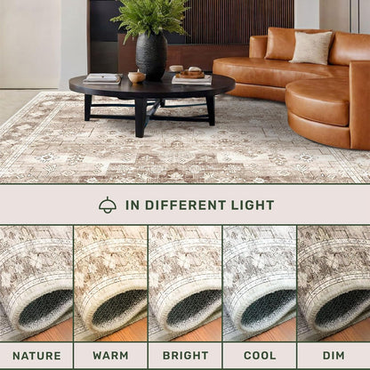 Beige Washable Runner Rug - Extra Long 2'6"x10' | Non-Slip Indoor Floor Mat for Hallways & Entryways