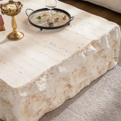 GDFStudio Modern Lightweight Concrete Coffee Table, Indoor Outdoor Square Accent Table, Mid Century MGO Side Tables, Faux Stone Sofa Tables for Living Room Office Apartment, No Assembly, Amber+Beige