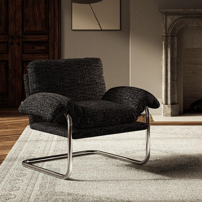 Modway Ansel Boucle Accent Chair in Charcoal - Fabric Lounge Chair for Living Room, Bedroom - Upholstered Corner Reading Chair with Arms and Removable Cushions