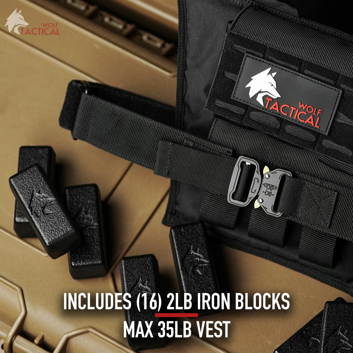 Wolf Tactical Men’s Weighted Vest - 35 lb Strength Training Weight Vest for Workouts
