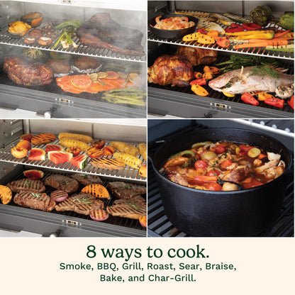 Cuisinart 8-in-1 Portable Wood Pellet Grill and Smoker, Compact for RV, Tailgates, Camping, and Backyard Cooking, Smoky Flavor, Versatile Meat Smoker