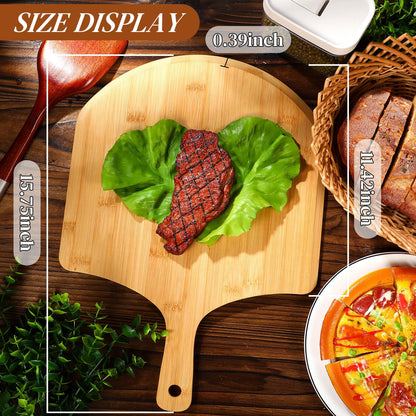 Gerrii 9 Pcs Wooden Pizza Peel 15.75 Inches Bamboo Pizza Peel Cutting Board pie Platters Paddle Spatula with Handle for Baking Oven Vegetables Fruits Cheese Board Homemade Kitchen Accessory
