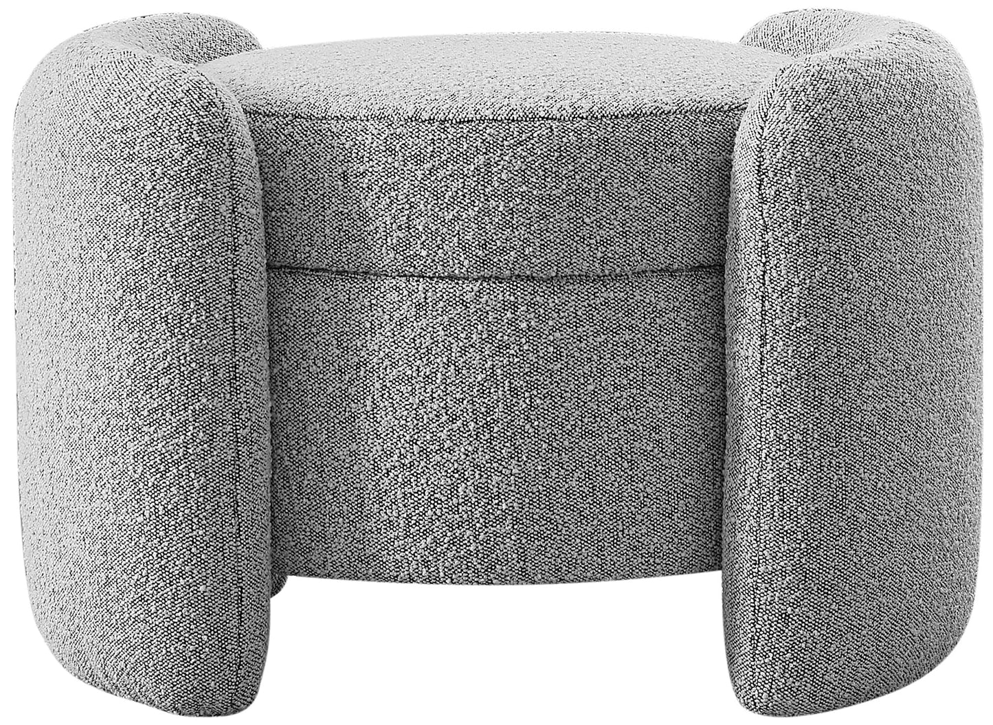 Meridian Furniture 115Grey Horizon Collection Modern | Contemporary Boucle Fabric Upholstered Ottoman, Grey, 29" W x 22" D x 19" H