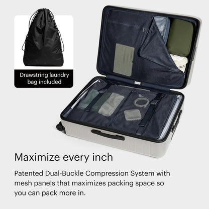 Away Large Checked Luggage - 29-Inch Lightweight Hardside Suitcase with Four WhisperGlide 360° Spinner Wheels, Interior Compression System, TSA-Accepted Lock - Cloud Gray