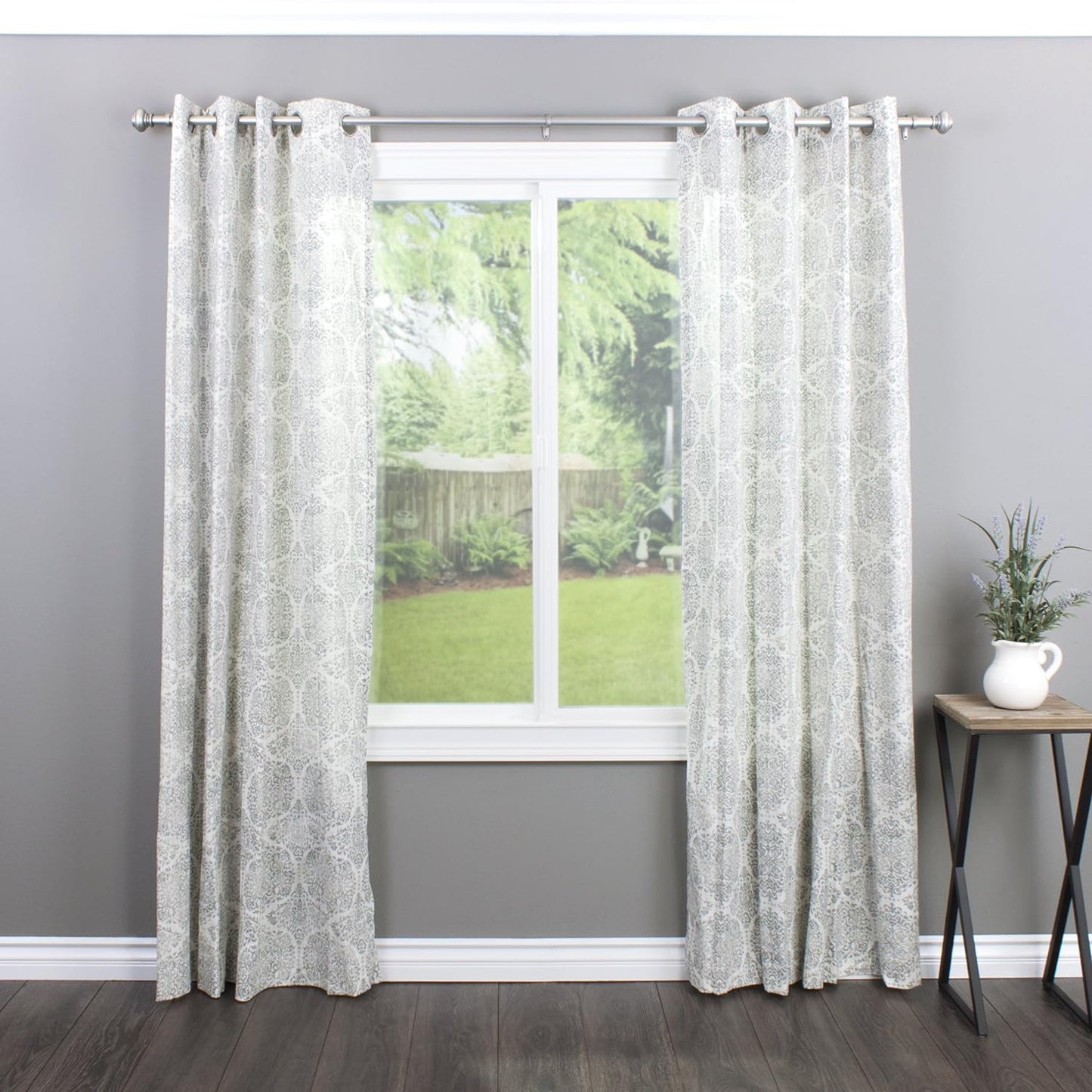 Decopolitan 1-Inch Urn Single Window Treatment Rod Set, 36 to 72-Inch, Antique Silver