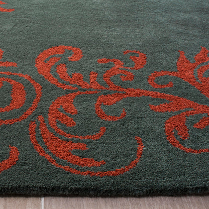 SAFAVIEH Bella Collection 8' x 10' Blue / Coral BEL350A Handmade Premium Wool Area Rug