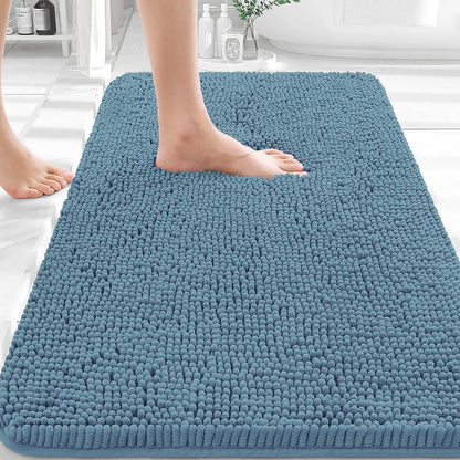 OLANLY Bath Rugs - Extra Soft Chenille, Quick Dry & Absorbent | 36x24, Airy Blue, Machine Washable