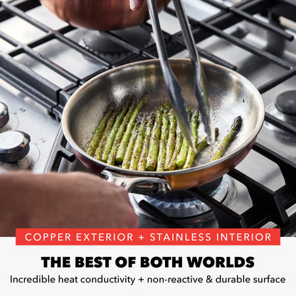 GreenPan x Bobby Flay 8 Piece Copper Clad Pots & Pans, Induction Ready Cookware, Measurement Markings, Stainless Steel Base & Interior, Oven Safe to 500˚F