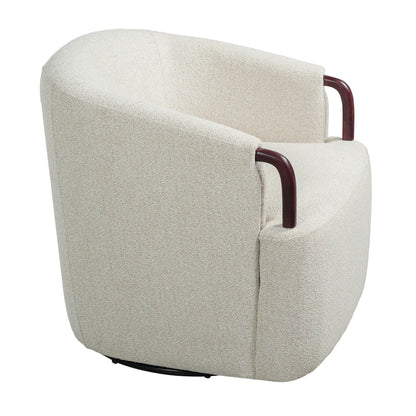 Christopher Knight Home Shiza Modern Swivel Chair with Solid Wood Base, Comfy Swivel Accent Chair with Curved Design, Soft Boucle Upholstered Lounge Sofa Chair for Living Room/Bedroom, Beige