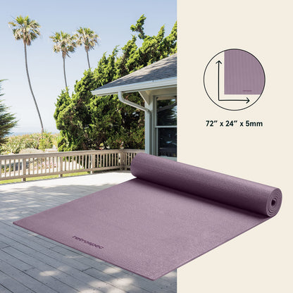 Retrospec Pismo Yoga Mat w/Nylon Strap for Men & Women - Non Slip Exercise Mat for Yoga, Pilates, Stretching, Floor & Fitness Workouts, .5mm Thick, Easy to Clean