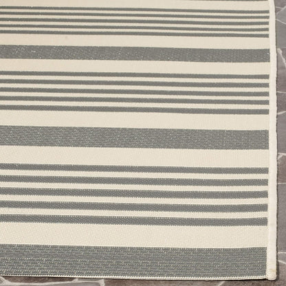 SAFAVIEH Courtyard Collection Accent Rug - 2' x 3'7", Grey & Bone, Stripe Design, Non-Shedding, Easy Care,