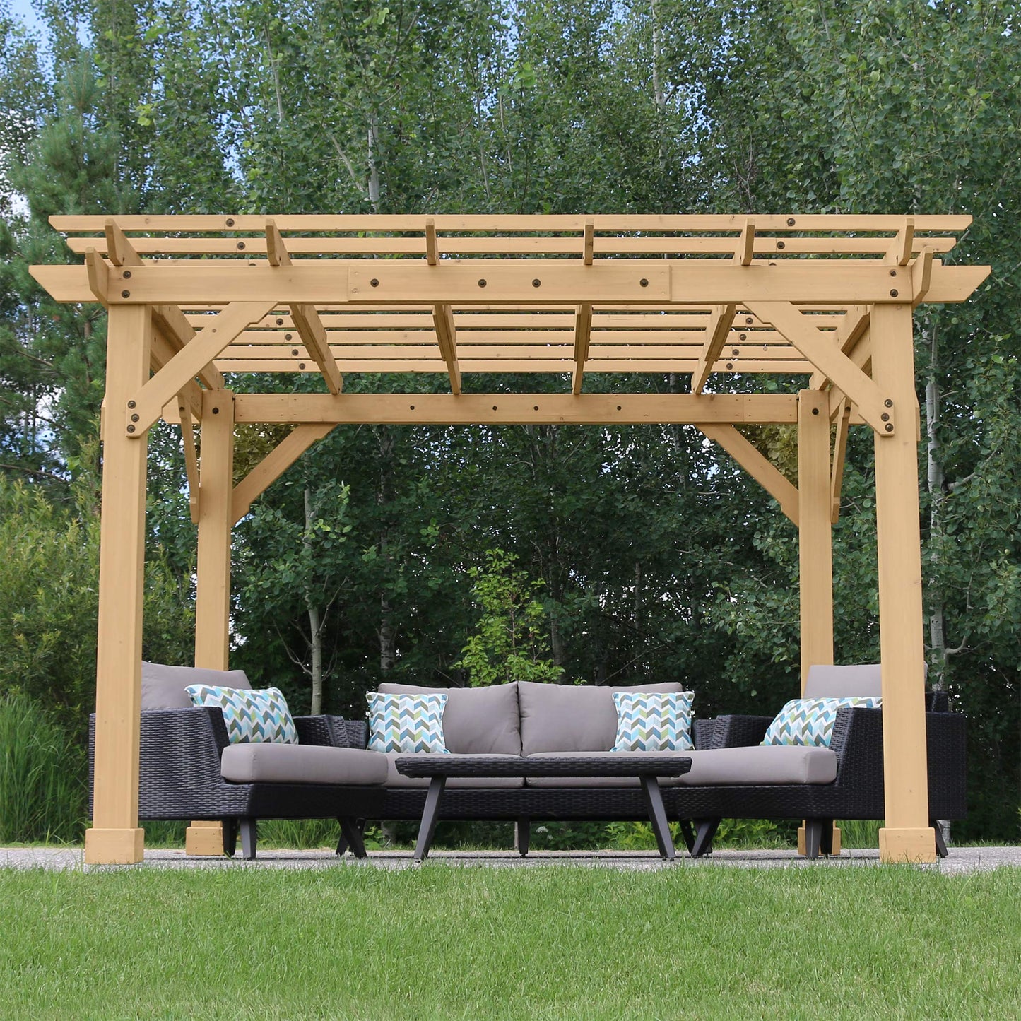 Yardistry 10 x 12 Meridian Cedar Wood Pergola for Patios, Decks, Garden, Backyard, Durable