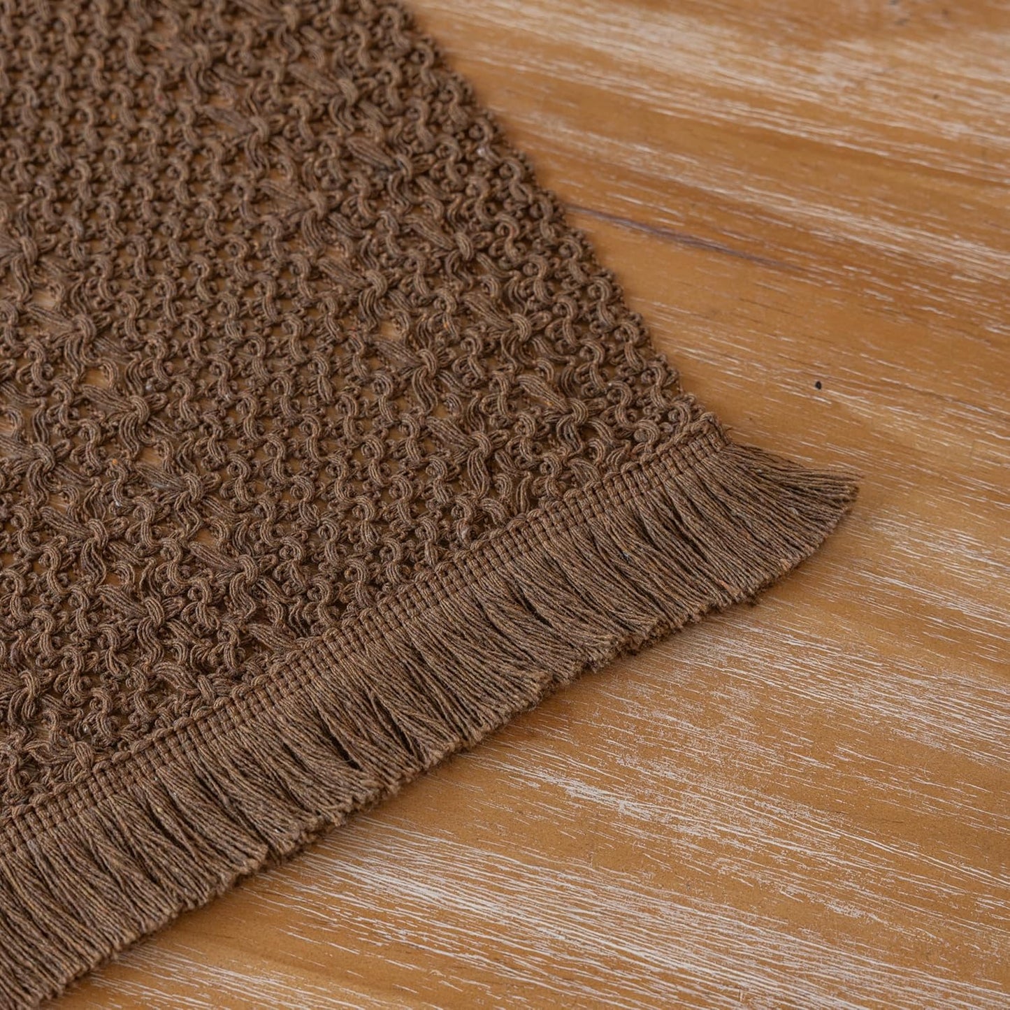 13x48 Inches Keketoarrange Boho Brown Table Runner for Home Decor Farmhouse Small Macrame Woven Burlap Jute Rustic