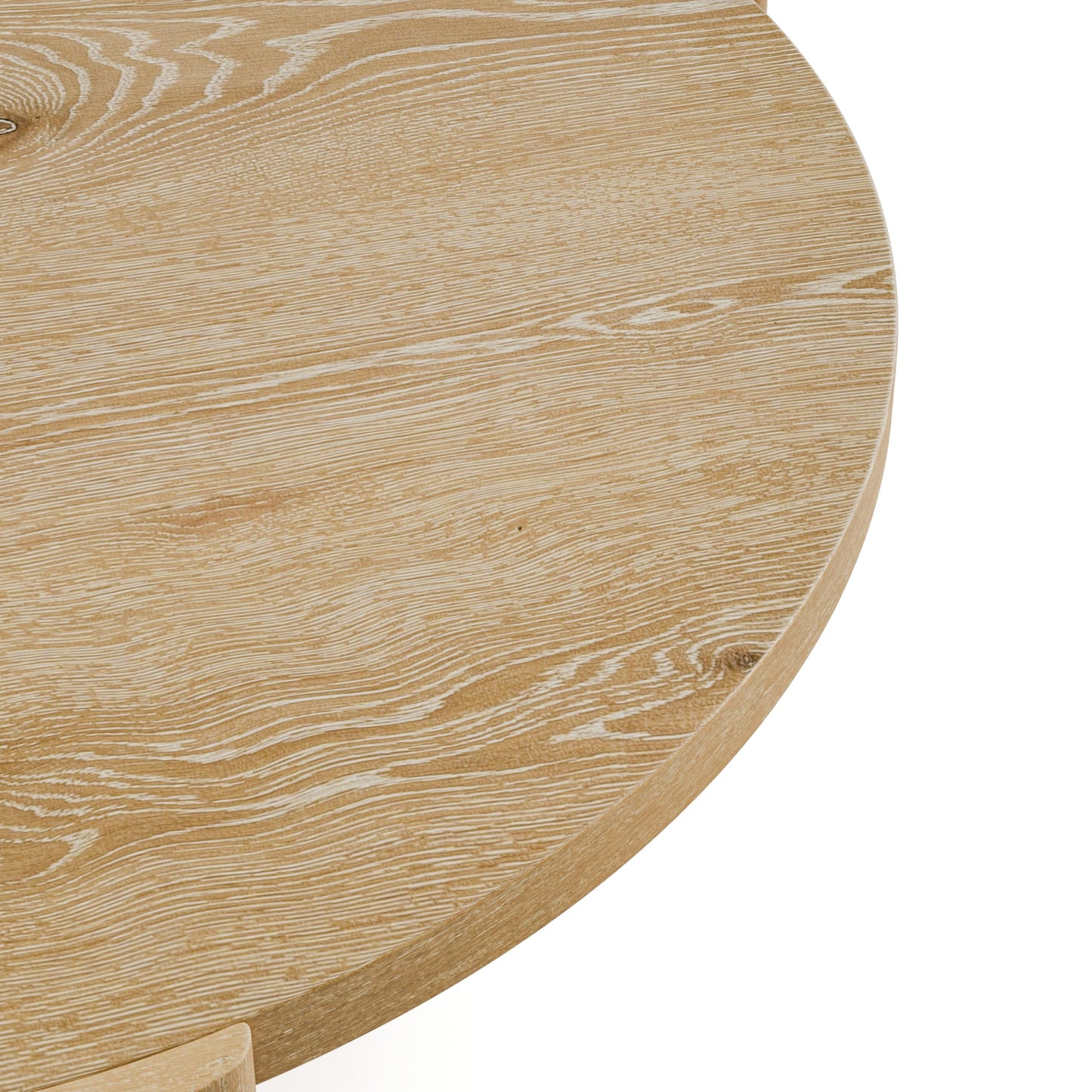 Furniture of America Carys 42” Round Coffee Table, Solid Rubberwood & Oak Veneer, Modern Wood Living Room Table with Plinth Base, Oak Finish