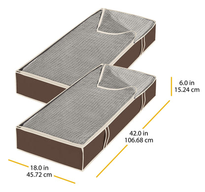 Whitmor Zippered Underbed Bags Java Set of 2 Pieces