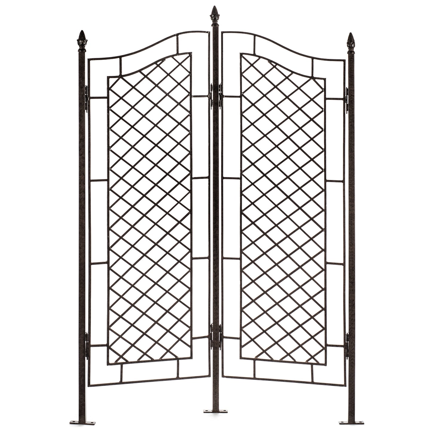 H Potter Large 2-Panel Garden Trellis 72" Installed Height, 75 lb Heavy Iron Privacy Screen, Freestanding Metal Outdoor Landscape Structure GAR573