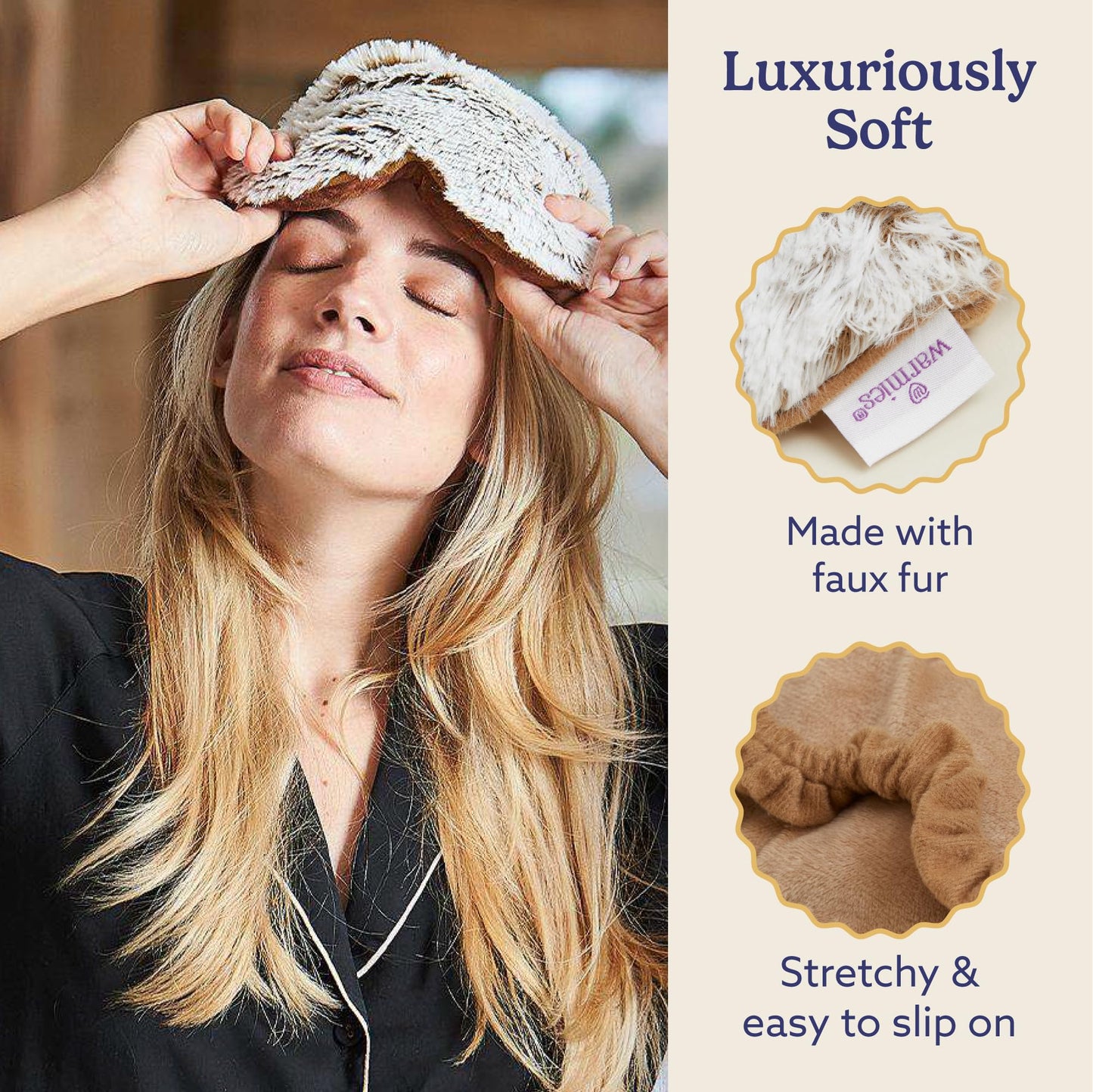 warmies Microwavable Eye Mask for Warmth & Comfort - Heating & Cooling Compress for Calming Relaxation - Weighted & Heated Eye Mask with Scented Lavender for Sleeping - Gray