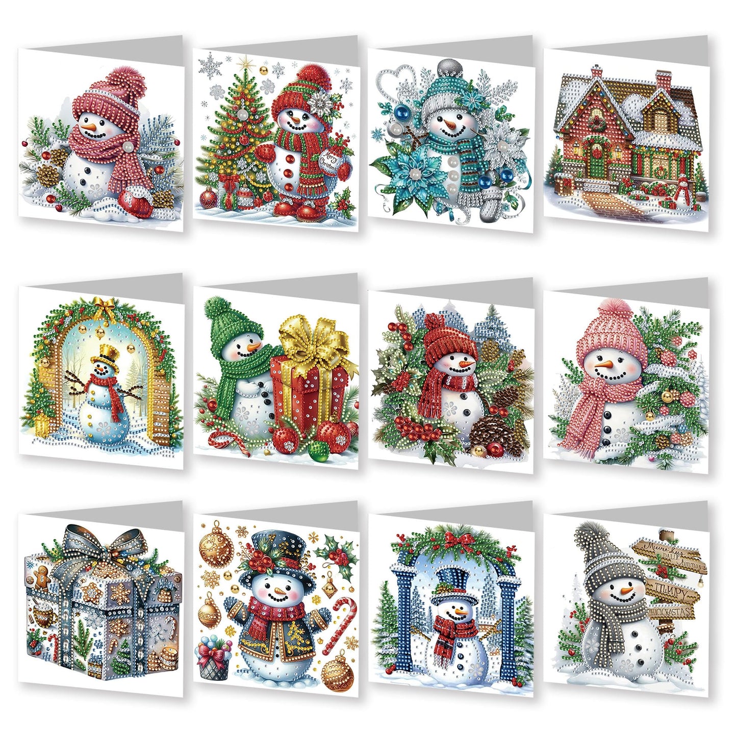 ARTopet 12Pcs DIY Greeting Card Diamond Art Painting Creative Design Foldable Thank You Cards Blessing Gift Folding Greeting Card Set for Birthday Christmas Crafts Gift