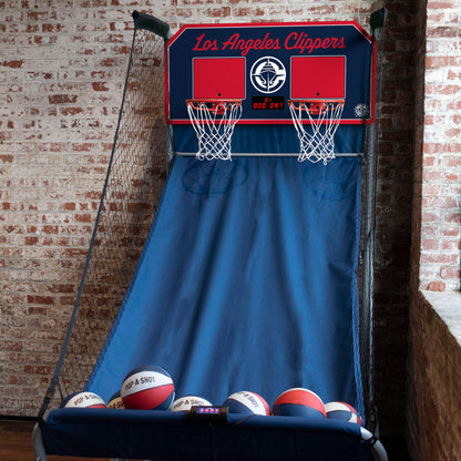 Pop-A-Shot - Home Dual Shot with Los Angeles Clippers NBA Graphics l Sensor Scoring l 16 Game Modes l 7 Balls l Foldable Storage l for All NBA Fans