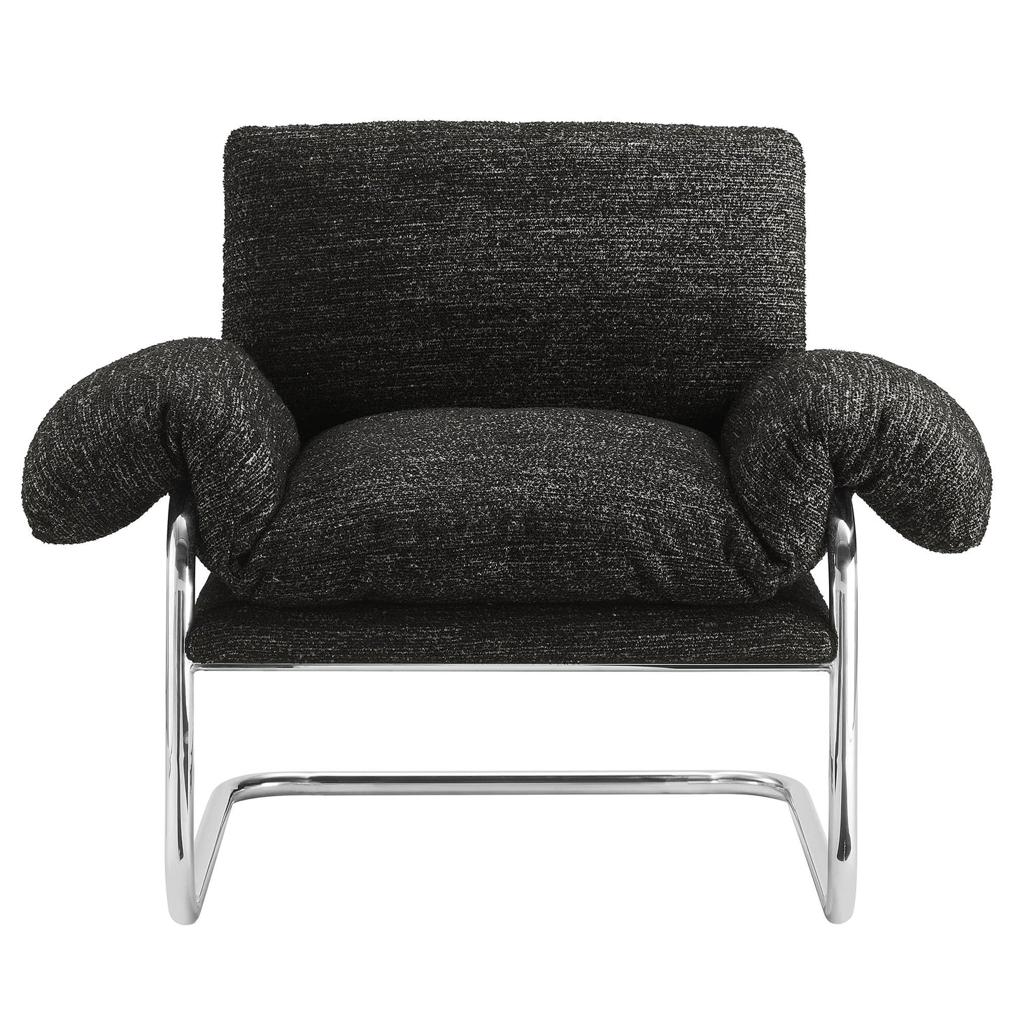 Modway Ansel Boucle Accent Chair in Charcoal - Fabric Lounge Chair for Living Room, Bedroom - Upholstered Corner Reading Chair with Arms and Removable Cushions